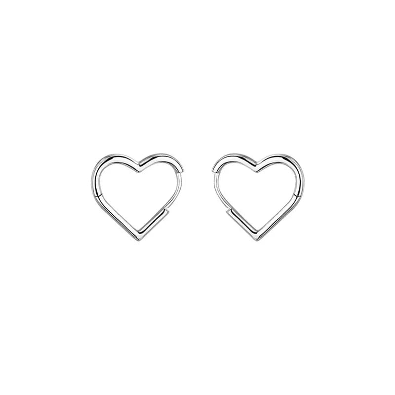 Simple Design Silver Color Hollow Heart Drop Earrings For Women New Brand Fashion Ear Cuff Piercing Dangle Earring Gift