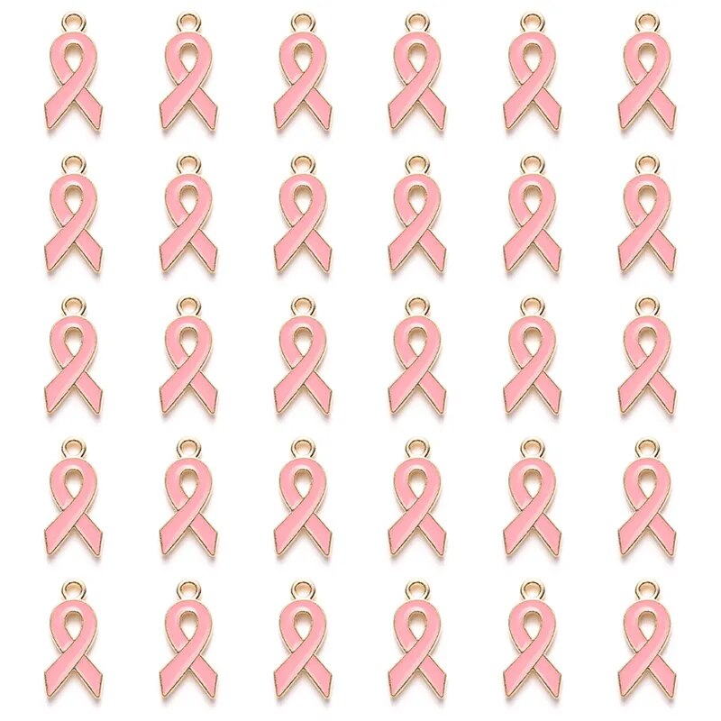 10pcs 10x20mm New Mixcolor Ribbon Breast Cancer Awareness Charms Pendant for Jewelry Making Enamel Charm DIY Jewelry Accessories