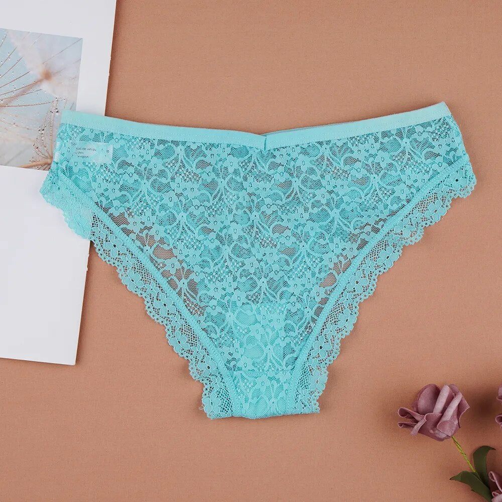 3PCS/Set Lingerie Sexy Women Lace Panties Underwear Female Underpants 6 Solid Color Soft Woman Briefs Intimates