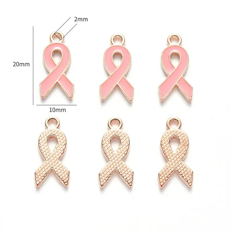 10pcs 10x20mm New Mixcolor Ribbon Breast Cancer Awareness Charms Pendant for Jewelry Making Enamel Charm DIY Jewelry Accessories