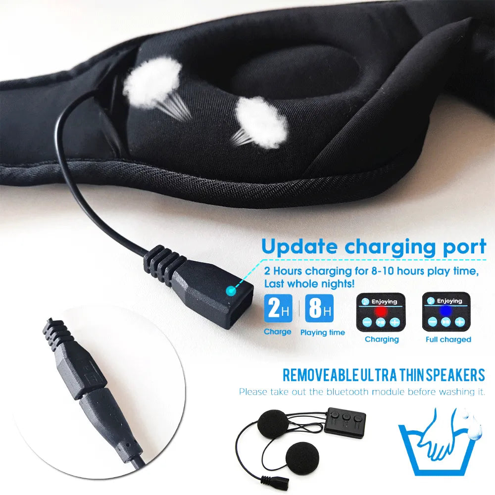 New 3D wireless music headphone sleep breathable smart eye mask Bluetooth headset call with mic for ios Android mac Dropshipping