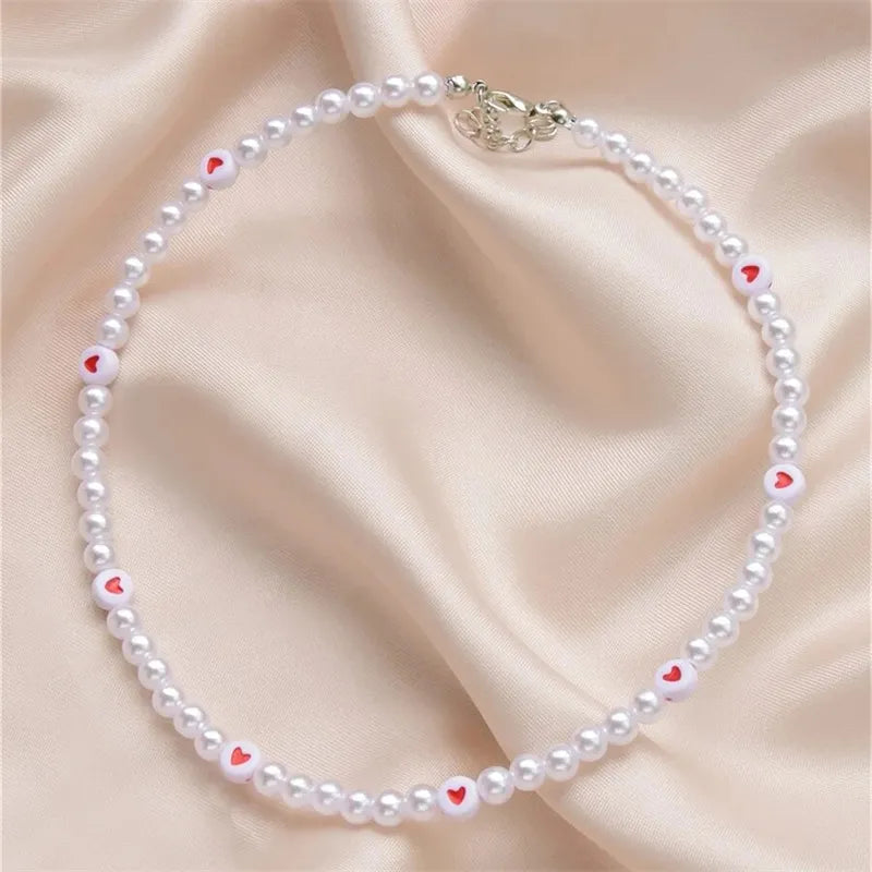 Trendy Love Pearl Necklace Female Personality Travel Party Fashion Clavicle Necklace Accessories collar perlas collar