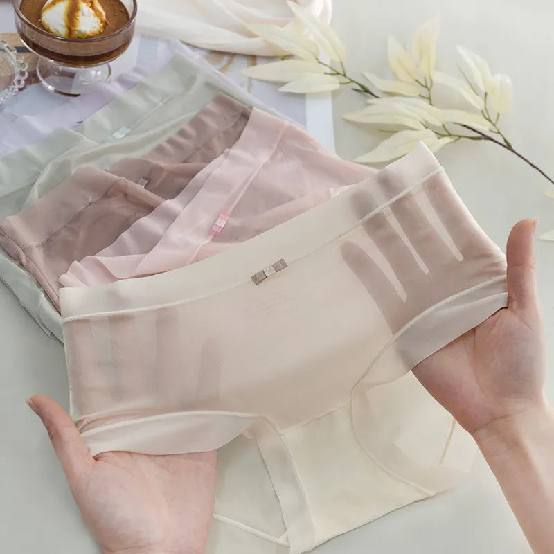 Sexy Lace Panties Women's Underwear Panty Fashion Transparent Briefs Girl Traceless Ice Silk Underpants Female Sexy Lingerie