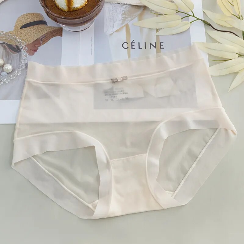 Sexy Lace Panties Women's Underwear Panty Fashion Transparent Briefs Girl Traceless Ice Silk Underpants Female Sexy Lingerie