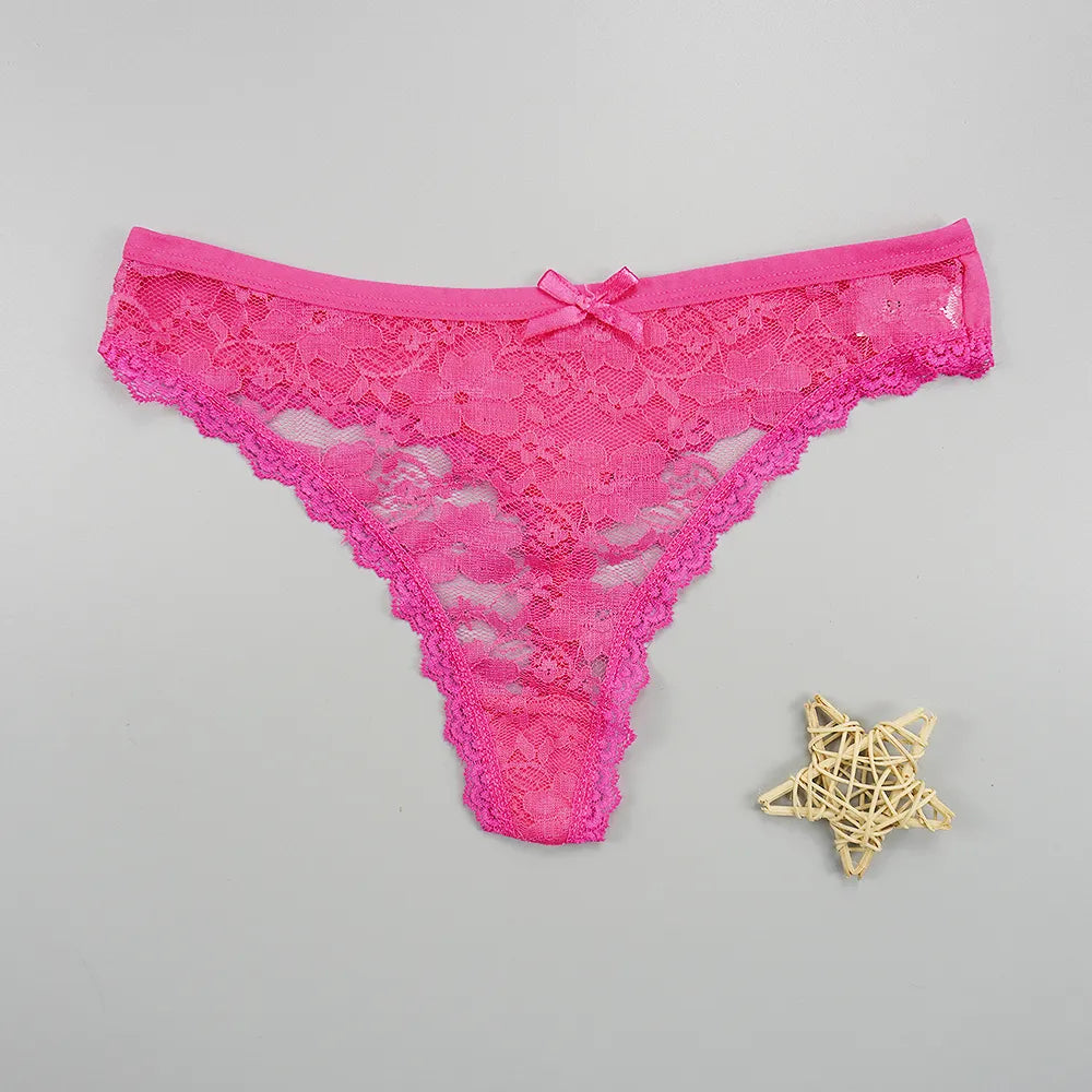 6pcs/lots Woman Thongs Sexy Underwear Transparent Lace Panties for Women Seamless Tangas Strings Dropshipping Low Rise Underwear