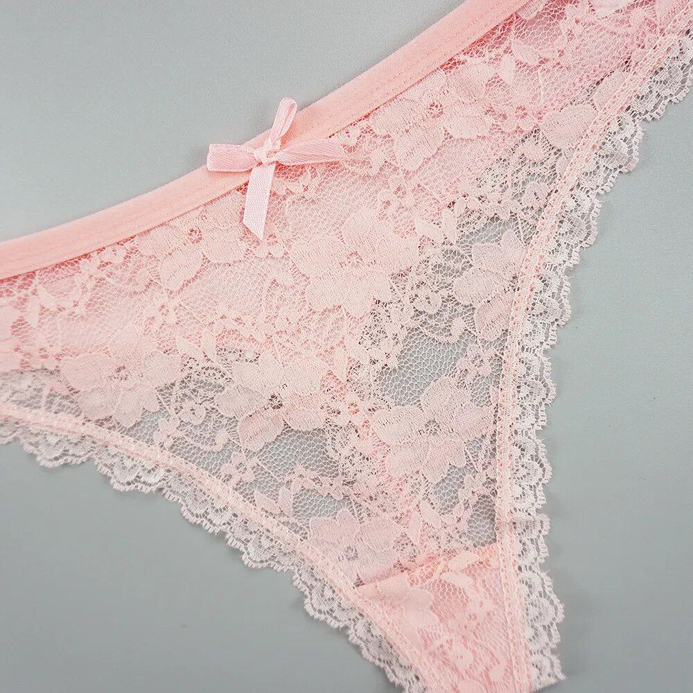 6pcs/lots Woman Thongs Sexy Underwear Transparent Lace Panties for Women Seamless Tangas Strings Dropshipping Low Rise Underwear